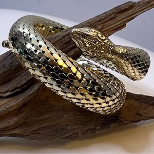 Whiting & Davis Gold Egyptian Snake Coil Bracelet Cuff